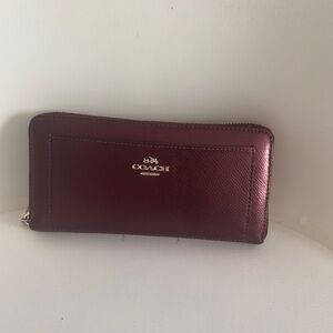 Coach Maroon Zip Wallet